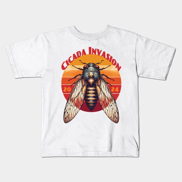 Cicada Invasion 2024 Kids T-Shirt by Heartsake